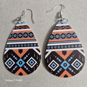 ❤️ 3/$15 Western Faux Leather Earrings Native American Boho Aztec Country